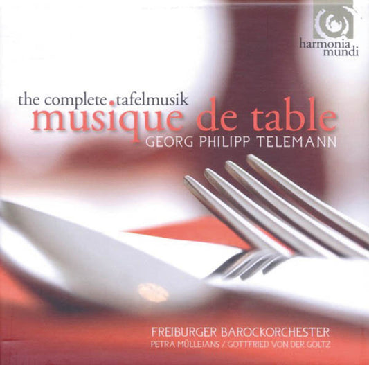 Image of Front Cover of 4435115E: 4xCD - GEORG PHILIPP TELEMANN - FREIBURGER BAROCKORCHESTER, PETRA M�LLEJANS / GOTTFRIED VON DER GOLTZ, Musique De Table - The Complete Tafelmusik (Harmonia Mundi; HMC 902042.45, Europe 2010)   VG+/VG+