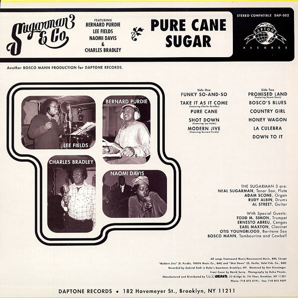 Image of Back Cover of LP - VG+/VG+ - SUGARMAN 3 & CO, Pure Cane Sugar (Daptone Records ; DAP-002, US 2002, 182 Havemeyer St Address), ,  - 4425240E