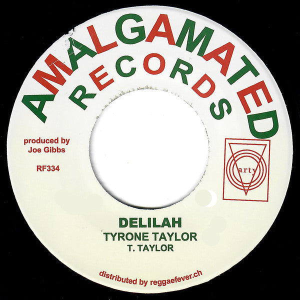 Image of Label Cover of 7" - VG+/VG+ - TYRONE TAYLOR / DRUMBAGO & THE BLENDERS, Delilah (aka Once Bitten Twice Shy) / Reggae Jeggae (Amalgamated Records; RF334, Germany 2021 Reissue, Company Sleeve), ,  - 4415426C
