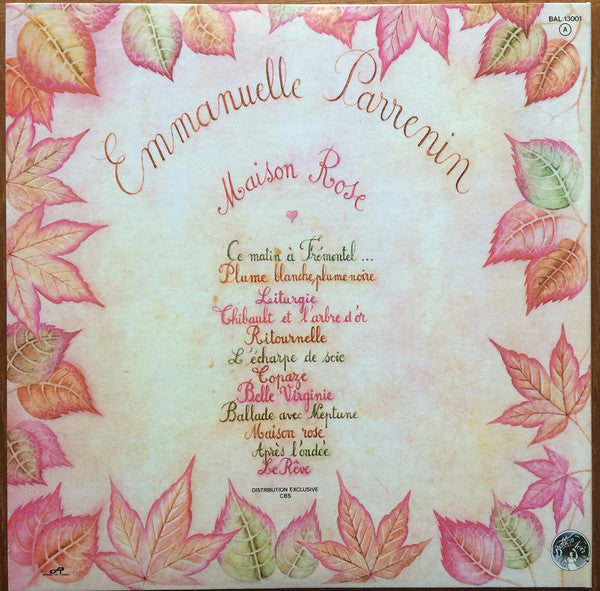 Image of Back Cover of 4445273S: LP - EMMANUELLE PARRENIN, Maison Rose (Lion Productions; LION-LP 106, US 2008 Reissue, Pasteback Gatefold, Insert, Limited edition of 500 copies) Surface marks and light hairlines. Damage to bottom right corner, light corner wear.  VG/VG