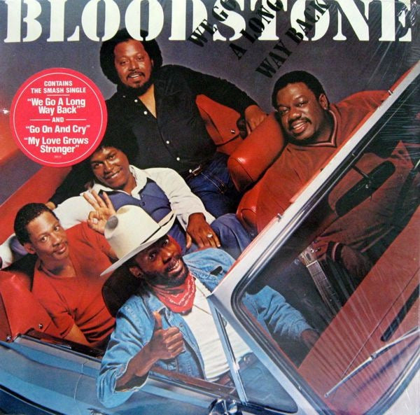 Image of Front Cover of LP - G/G - BLOODSTONE, We Go A Long Way Back (T-Neck; FZ 38115, US 1982, Inner), Lots of marks on disc. Sleeve has large patch of sticker damage on front. Ring and general wear too,  - 2316219C