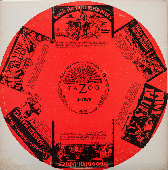 Image of Back Cover of 2xLP - VG/VG - CHARLIE PATTON, Founder of the Delta Blues (Yazoo Black Label; L-1020, US 1971, Gatefold, Stapled In Booklet), Shelf wear and sun-faded sleeve. With stapled booklet. Discs are a strong VG - light marks only. Solid overall copy! ,  - 4316444C