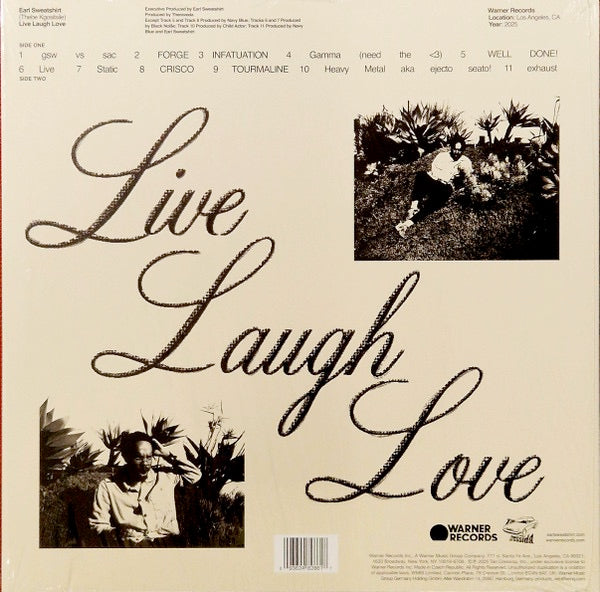 Image of Back Cover of 4435216E: LP - EARL SWEATSHIRT, Live Laugh Love (Warner Records; 093624828617, Worldwide 2025, Insert)   NEW/NEW