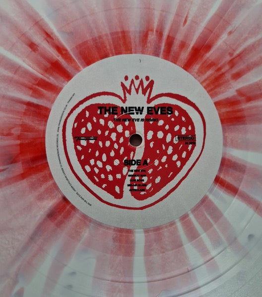 Image of Back Cover of LP - EX/EX - THE NEW EVES, The New Eve Is Rising (Transgressive Records; TRANS913RT, UK 2025, Gatefold, Red Pomegranate Splatter On White Vinyl With 7". Rough Trade Exclusive), Still In Opened Shrinkwrap,  - 1526207E