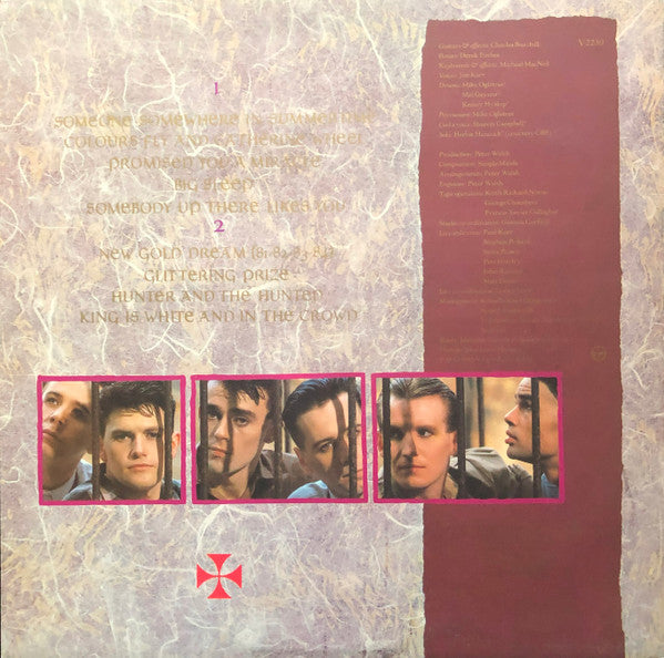 Image of Back Cover of LP - VG/VG - SIMPLE MINDS, New Gold Dream (81-82-83-84) (Virgin; V 2230, UK 1982, Gold Inner, First Press. CBS Pressing, Band Name On Both Labels), ,  - 3626284E