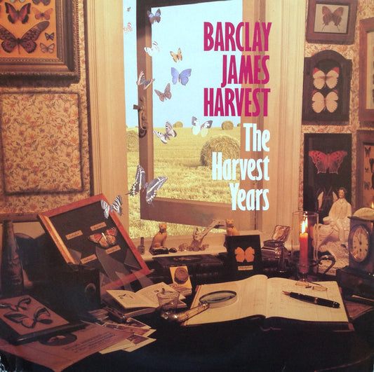 Image of Front Cover of 4545048S: 3xLP - BARCLAY JAMES HARVEST, The Harvest Years (Harvest; 152Y 79 6302 1, UK & Europe 1991) Strong VG+ despite small feelable on run in/slightly into track 1 of disc 3 side 1. Strong G+ sleeve. Sticker residue/damage on front of sleeve, large sticker damage on back of sleeve, edge wear and creasing.  G+/VG+