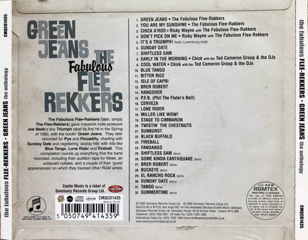 Image of Back Cover of 4555046S: CD - THE FABULOUS FLEE REKKERS*, Green Jeans (Castle Music; CMQCD1435, UK & Europe 2006)   VG+/VG+