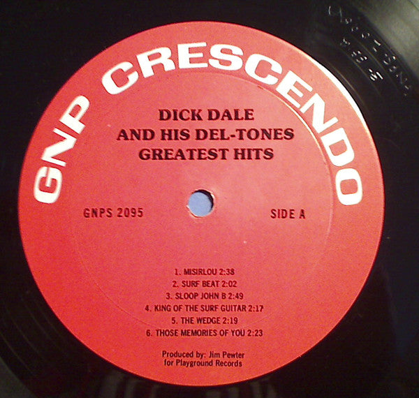 Image of Label Cover of 4515059C: LP - DICK DALE AND HIS DEL-TONES, Greatest Hits (GNP Crescendo; GNPS-2095, US 1975, Company Inner) Clean copy still in opened shrinkwrap  VG+/VG+