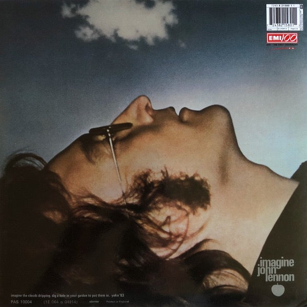 Image of Back Cover of 4515154C: LP - JOHN LENNON, Imagine (Apple Records; 7243 8 21580 1 1, Europe 1997 Reissue, Stickered Sleeve, Inner, NO Poster , NO Postcard) One light cosmetic mark on B3, does not effect play.  VG+/VG