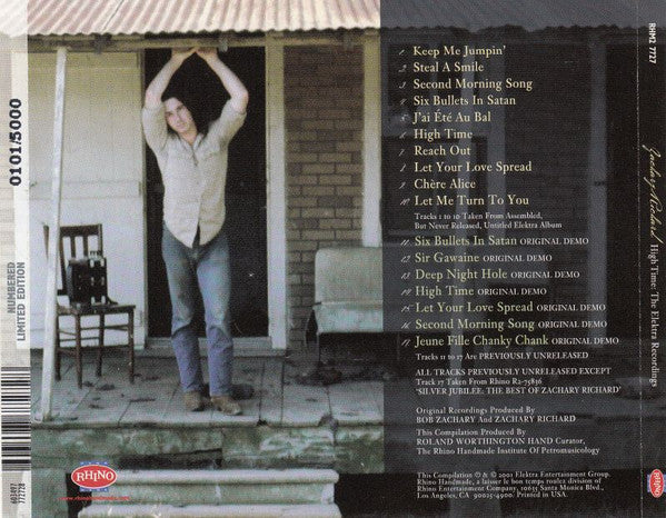 Image of Back Cover of CD - VG+/VG+ - ZACHARY RICHARD, High Time: The Elektra Recordings (Rhino Handmade ; RHM2 7727, US 2001), ,  - 4555071S