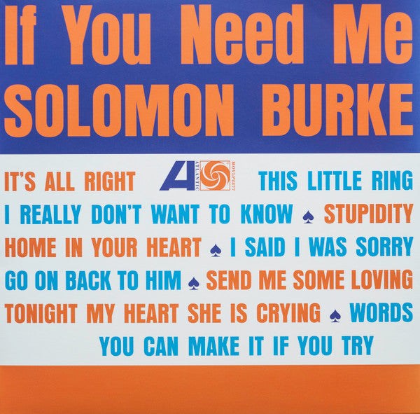 Image of Front Cover of 4545143S: LP - SOLOMON BURKE, If You Need Me (Music On Vinyl; MOVLP2277, Europe 2019 Reissue, 180 Gram Vinyl)   VG+/VG+