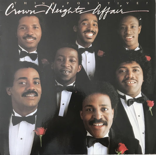 Image of Front Cover of 4515182C: LP - CROWN HEIGHTS AFFAIR, Think Positive! (De-Lite Records; DSR 2, UK 1982) Light marks to disc. Wear and small tear to sleeve opening.  G+/G+