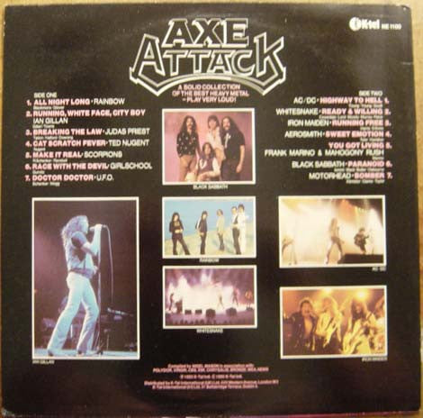 Image of Back Cover of 4525153E: LP - VARIOUS, Axe Attack (K-Tel; NE 1100, UK & Ireland 1981)   VG+/VG+