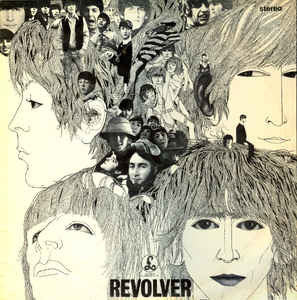 Image of Front Cover of 4545227S: LP - THE BEATLES, Revolver (Parlophone; PCS 7009, UK 1966, Laminated Front Flipback Sleeve, First stereo issue, Misprint with Dr. Robert on label and cover, No KT) Light scratches, scuffs and hairlines, edge wear  VG/VG