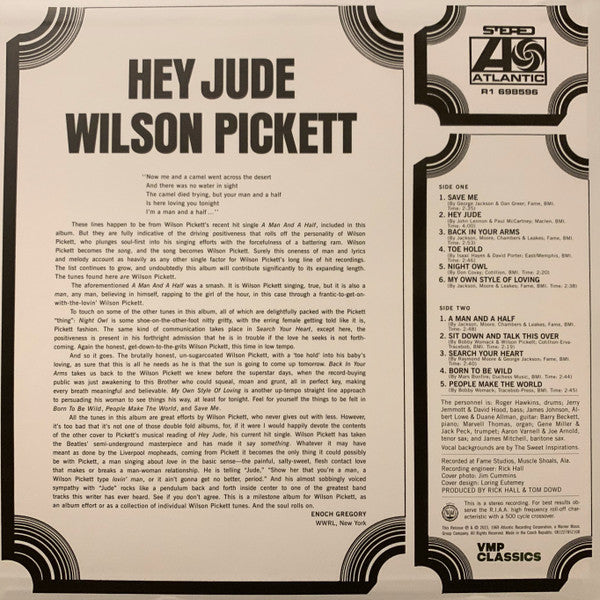 Image of Back Cover of 4525209E: LP - WILSON PICKETT, Hey Jude (Atlantic; R1 698596, US 2023 Reissue, Booklet)   EX/EX