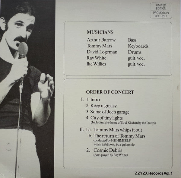 Image of Back Cover of 4515294C: LP - FRANK ZAPPA, The Teenage Rockin' Combo Concert Paris (11 Records; FZ 001,  1980s, Limited Edition, Unofficial Release)   VG/VG
