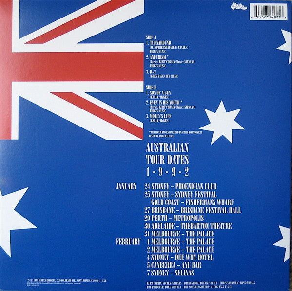 Image of Back Cover of 4525165E: LP - NIRVANA, Hormoaning (Exclusive Australian '92 Tour EP) (DGC; B0015411-01, UK, Europe & US 2011, 2011 RSD Release) SEALED  EX/M