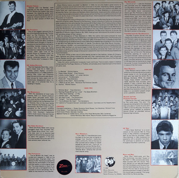 Image of Back Cover of 4525318E: LP - VARIOUS, The History Of Latino Rock Vol.1 1956-1965 (Zyanya Records; RNLP 061, US 1983)   VG/VG