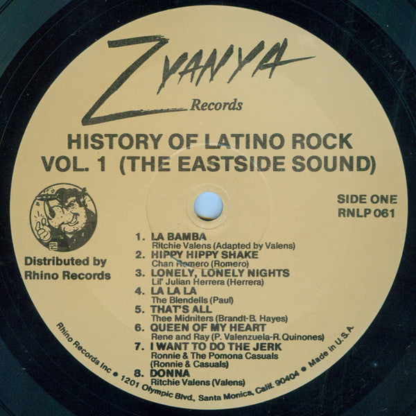 Image of Label Cover of 4525318E: LP - VARIOUS, The History Of Latino Rock Vol.1 1956-1965 (Zyanya Records; RNLP 061, US 1983)   VG/VG