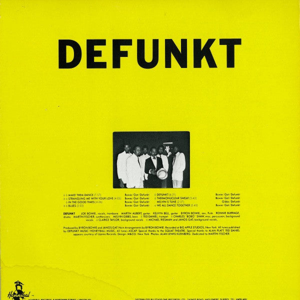 Image of Back Cover of 4515404C: LP - DEFUNKT, Defunkt (Hannibal Records; HNBL 1301, UK 1980) Some edge / spine wear and creasing on sleeve  VG/VG