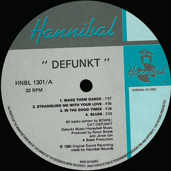 Image of Label Cover of 4515404C: LP - DEFUNKT, Defunkt (Hannibal Records; HNBL 1301, UK 1980) Some edge / spine wear and creasing on sleeve  VG/VG