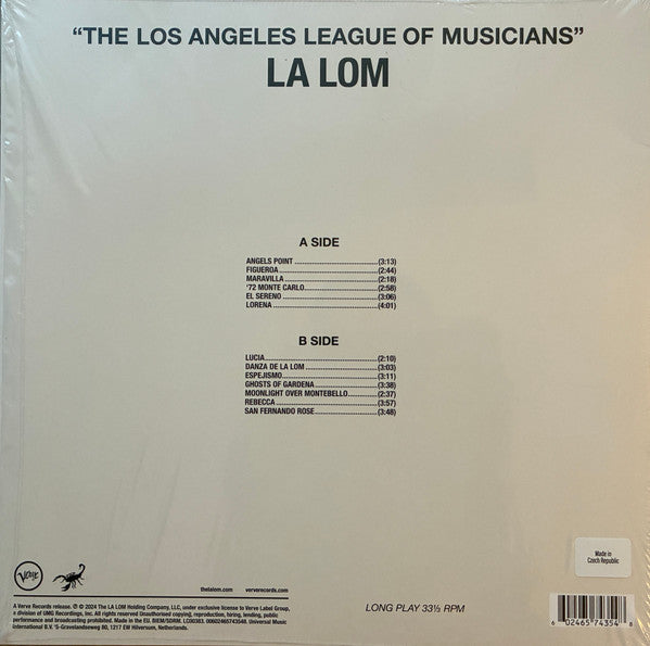 Image of Back Cover of 4515406C: LP - LA LOM, The Los Angeles League Of Musicians (Verve Records; 602465743548, Europe 2024, Insert) Shrink-wrap  VG+/VG+