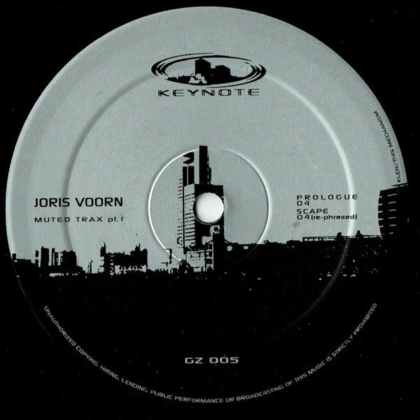 Image of Front Cover of 4525370E: 12" - JORIS VOORN, Muted Trax Part 1 (Keynote ; GZ 005, Netherlands 2002, Plain Sleeve) Light Marks only.  /G+