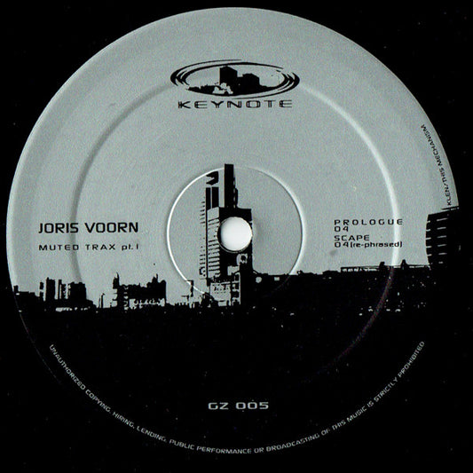 Image of Front Cover of 4525370E: 12" - JORIS VOORN, Muted Trax Part 1 (Keynote ; GZ 005, Netherlands 2002, Plain Sleeve) Light Marks only.  /G+