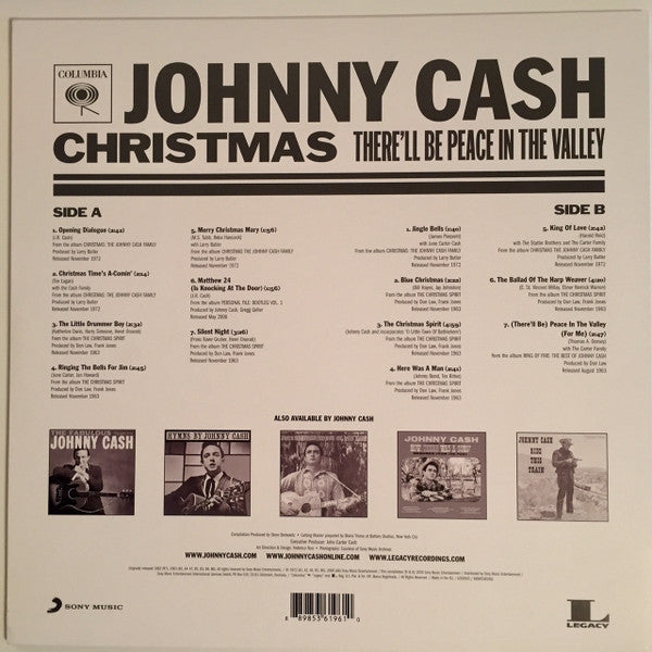 Image of Back Cover of LP - EX/EX - JOHNNY CASH, Christmas: There'll Be Peace In The Valley (Columbia; 88985361961, Europe 2016), Opened Instore, Still In Shrinkwrap,  - 3046199S