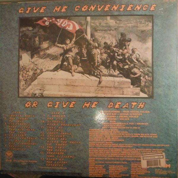 Image of Back Cover of LP - VG+/VG - DEAD KENNEDYS, Give Me Convenience Or Give Me Death (AIM; AIM 1028, Australia 1989 Reissue, Booklet, Stickered Sleeve, Purple Vinyl, NO 7"), Hairlines & scuffs, small tear on "Multicolured Vinyl" sticker, a few stains on front & back cover of booklet,  - 2646228S