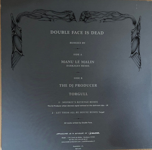 Image of Back Cover of 4525401E: 12" - DOUBLE FACE, Double Face Is Dead (Impulsives; IMPULSIVES 04, France 2003, Picture Sleeve) Light Marks only.  VG/G+