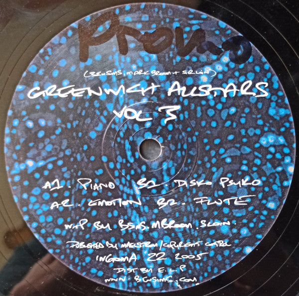 Image of Back Cover of 4525404E: 12" - GREENWICH ALLSTARS, Volume Three (Ingoma; INGOMA022, UK 2005) Lots of light marks  /F