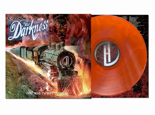 Image of Front Cover of 4855039S: LP - THE DARKNESS, One Way Ticket to Hell...and Back (20th Anniversary Deluxe Edition) (Warner; 5021732623492, Europe 2025 Reissue, Gatefold, Inner, Orange and Yellow Vinyl)   NEW/NEW