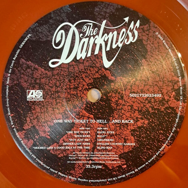 Image of Label Cover of LP - NEW/NEW - THE DARKNESS, One Way Ticket to Hell...and Back (20th Anniversary Deluxe Edition) (Warner; 5021732623492, Europe 2025 Reissue, Gatefold, Inner, Orange and Yellow Vinyl), ,  - 4855039S