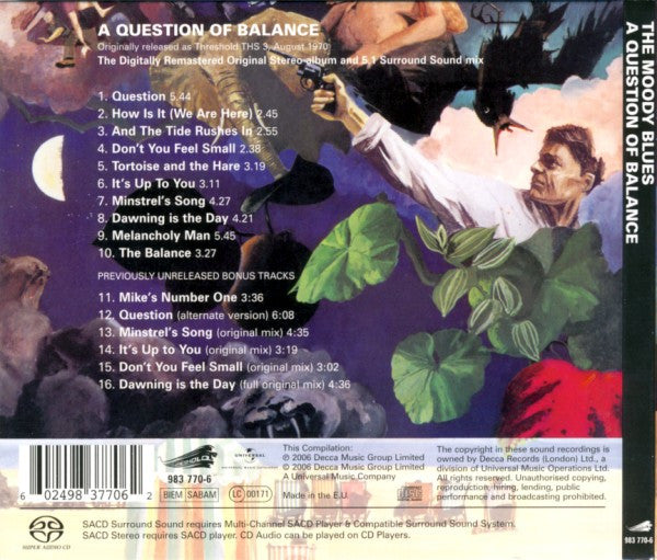Image of Back Cover of CD - VG+/VG+ - THE MOODY BLUES, A Question Of Balance (Threshold; 983 770-6, UK, Europe & US 2006, Digipak, Booklet, SACD), ,  - 4635019E