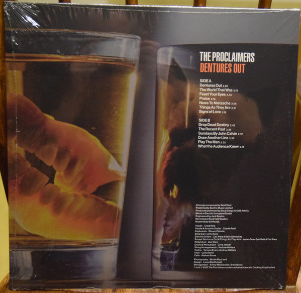 Image of Back Cover of 4645021S: LP - THE PROCLAIMERS, Dentures Out (Cooking Vinyl; COOKLP864,  2022, Inner) Opened Instore, Still In Shrinkwrap  EX/EX