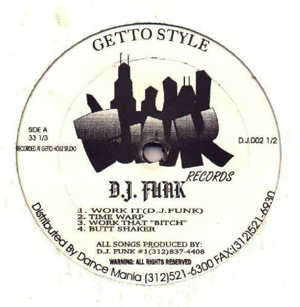 Image of Front Cover of 4625011E: 12" EP - D.J. FUNK  / D.J. AMAR, Getto Style / Konfused Konfliction (Funk Records; D.J.002 1/2, US 1996, Plain Sleeve)   /VG