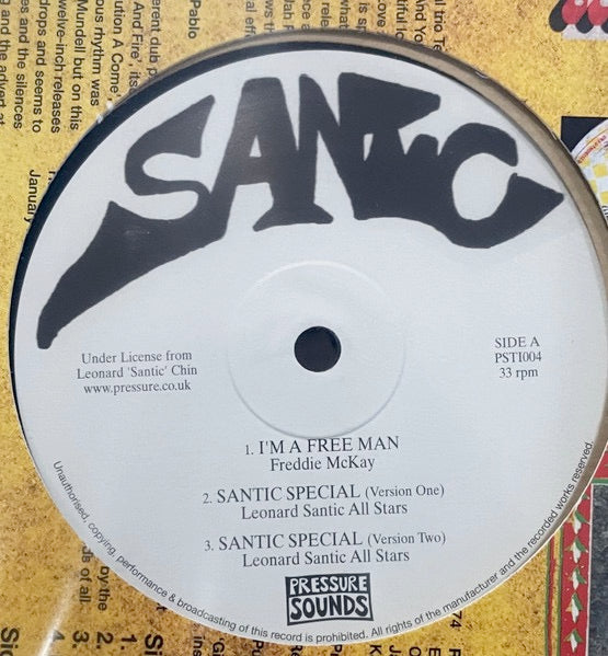 Image of Front Cover of 4615092C: 10" - FREDDIE MCKAY / AUGUSTUS PABLO, I'm A Free Man / Hap Ki Do (Santic; PST1004, UK 2021 Reissue, Recycled sleeve)   VG+/VG+