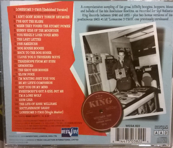 Image of Back Cover of 4655005S: CD - HAWKSHAW HAWKINS, I'm A Rattlesnakin' Daddy (Westside; WESA 822, UK 1999)   VG+/VG+