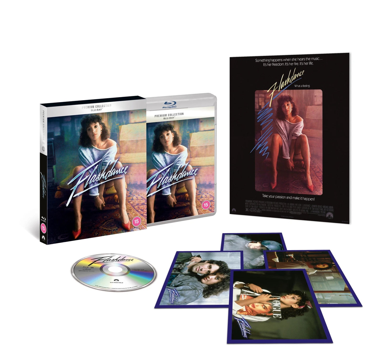 Image of Back Cover of Blu-Ray - VG+/VG+ - ADRIAN LYNE, Flashdance (Premium Collection ; 120, UK , Slipcase, Poster & 4 Postcards), ,  - 4635109E