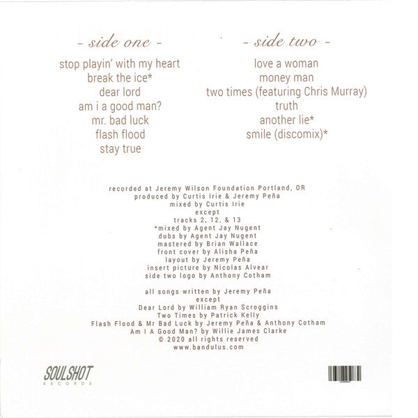 Image of Back Cover of 4645107S: LP - THE BANDULUS, Love A Woman (Soulshot Records; SSR-003, US 2019, Random Colour Vinyl)   EX/EX