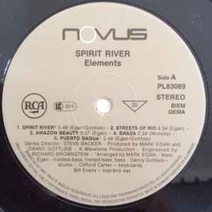 Image of Label Cover of 4625129E: LP - ELEMENTS, Spirit River (Novus; PL 83089, Germany 1990) Marks on vinyl. Plays well. Minor ringwear.  Wear to edge of sleeve & sticker residue.  VG/VG