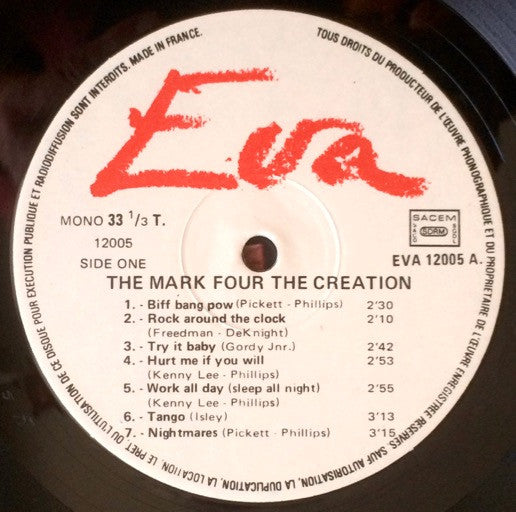 Image of Label Cover of LP - VG/VG - THE MARK FOUR / THE CREATION, The Mark Four / The Creation (Eva; 12005, France 1983, Glossy Sleeve, Insert, Unofficial Release), ,  - 4016432C