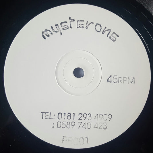 Image of Front Cover of 4615571C: 12" - THE MYSTERONS, Untitled (Not On Label; PB 001, UK 1996, Stamped White Label) Light marks mainly and plays above grade. Sticker ghost on label  /G+