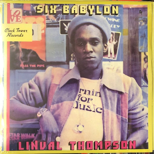 Image of Front Cover of 4615681C: LP - LINVAL THOMPSON, Six Babylon (Clocktower Records; CTLP0111, Canada 2000s Reissue, Blue Marbled Vinyl) Sleeve in shrink.  EX/EX
