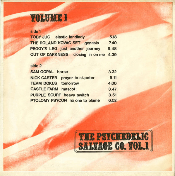Image of Back Cover of 4615646C: LP - VARIOUS, The Psychedelic Salvage Company Volume 1 (Not On Label; none, UK 1990, Glued Artwork Sleeve, Insert, Unofficial Compilation) Small patch of sticker damage  VG/VG+