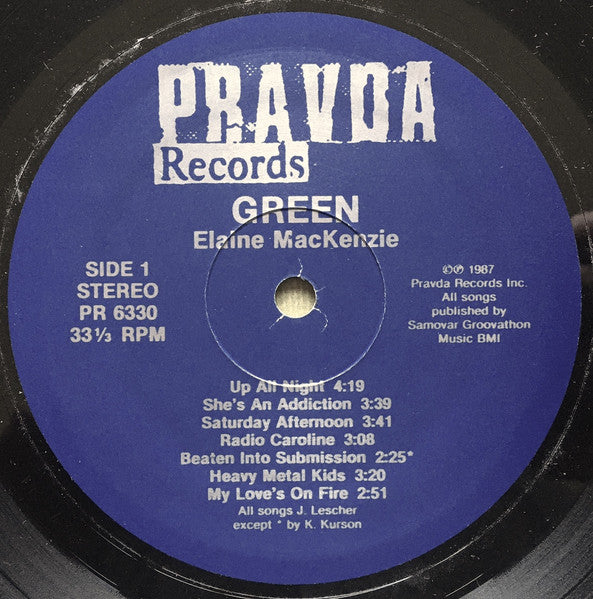 Image of Label Cover of 4615670C: LP - GREEN, Elaine MacKenzie (Pravda Records Blue Labels; PR 6330, US 1987)   VG/VG+