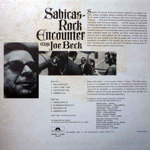 Image of Back Cover of LP - VG/VG - SABICAS WITH JOE BECK, Rock Encounter (Polydor; 24-4026, US 1970, Textured Flipback Sleeve, Flamenco Hard Rock), Hairlines, scuffs. Creasing, discolouration and staining to back of sleeve. ,  - 4645257S