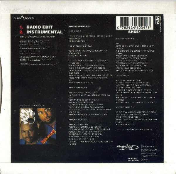 Image of Back Cover of 4615688C: 7" - TAG TEAM, Whoomp! (There It Is) (Club Tools; SHXS1, UK 1993, Picture Sleeve) Sleeve has small area at top of flipback edge peeling / creased  VG/VG+