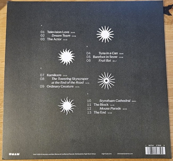 Image of Back Cover of 2xLP - EX/EX - OF MONSTERS AND MEN, All Is Love and Pain in the Mouse Parade (Virgin Music Group; OMAM004LP,  2025, Gatefold, 2 Inners, Fully Signed On Front Sleeve In Silver Pen), Still In Opened Shrinkwrap,  - 4625153E